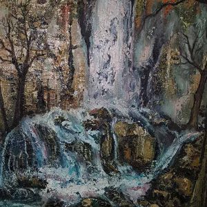 تابلو رنگ روغن آبشار
