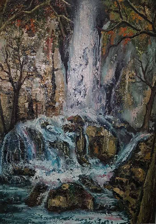 تابلو رنگ روغن آبشار 1